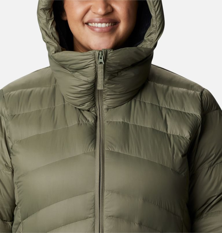 Women's Columbia Autumn Park Hooded Mid Down Jackets Olive | Plus Size CA-H1LA6